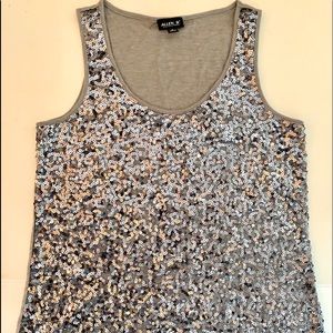 Grey Sequin Front Loose Tank Size M